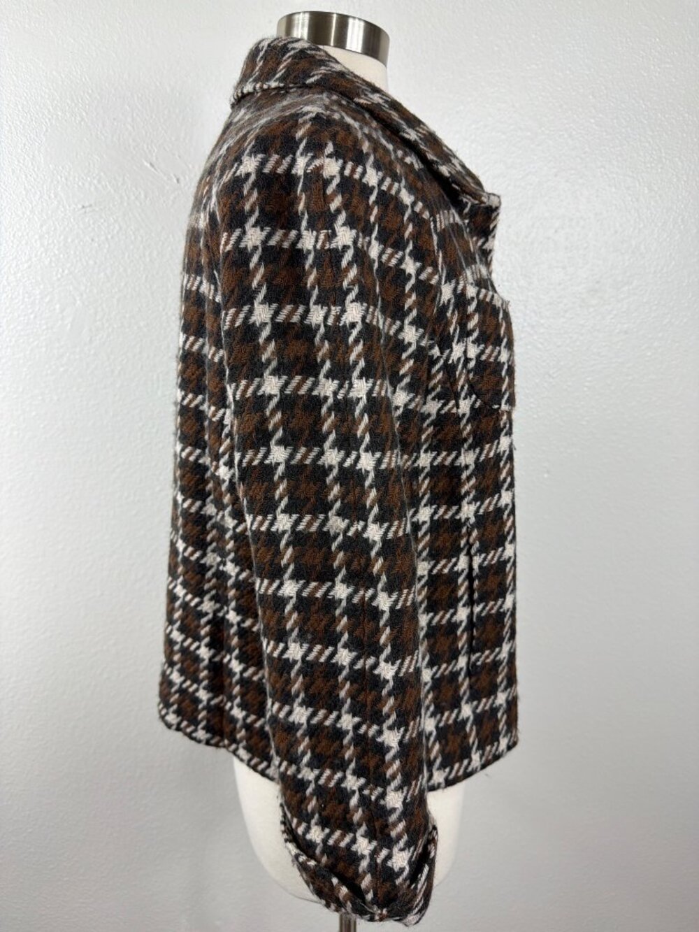 Banana Republic Wool Blend Houndstooth Jacket Coat Size M - Picture 13 of 16